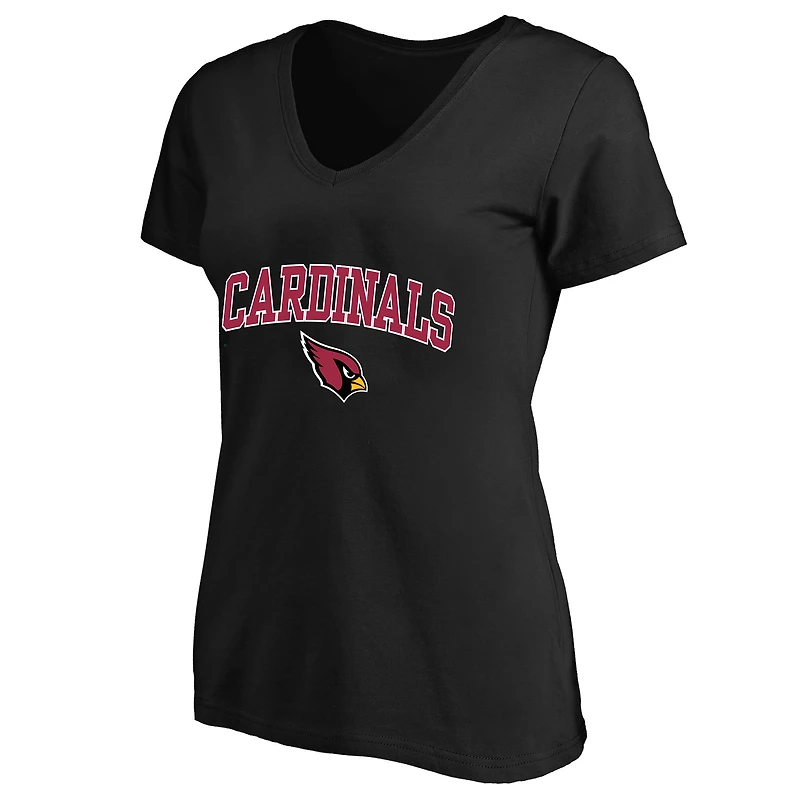 Women's Fanatics Black Arizona Cardinals Plus Arch Over Logo V-Neck T-Shirt