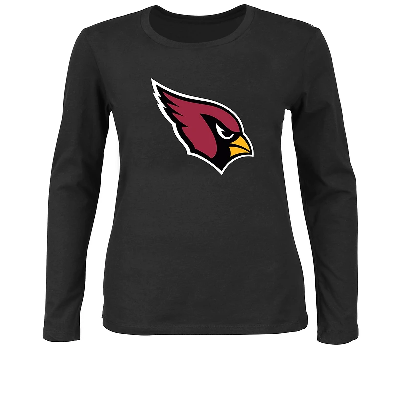 Women's Fanatics Black Arizona Cardinals Plus Primary Logo Long Sleeve T-Shirt