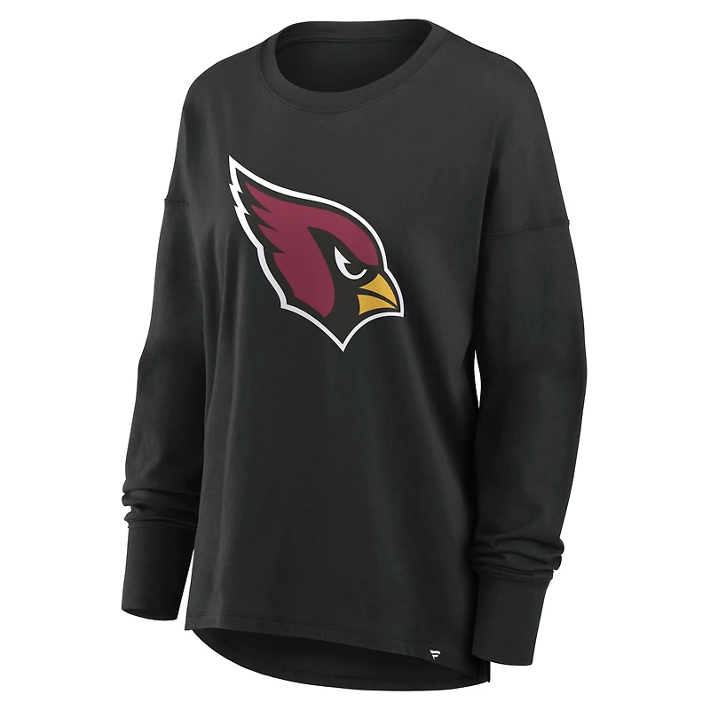 T-shirt à manches longues Fanatics Black Arizona Cardinals pour femmes, coupe décontractée.