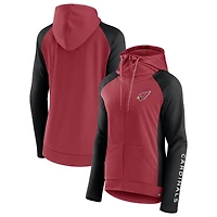 Fanatics Cardinal/Noir Arizona Cardinals End Around Veste à capuche légère raglan entièrement zippée pour femmes