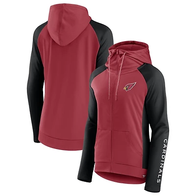 Fanatics Cardinal/Noir Arizona Cardinals End Around Veste à capuche légère raglan entièrement zippée pour femmes