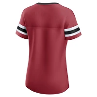 T-shirt à lacets et col en V emblématique Bling Athena des Arizona Cardinals pour femmes Fanatics