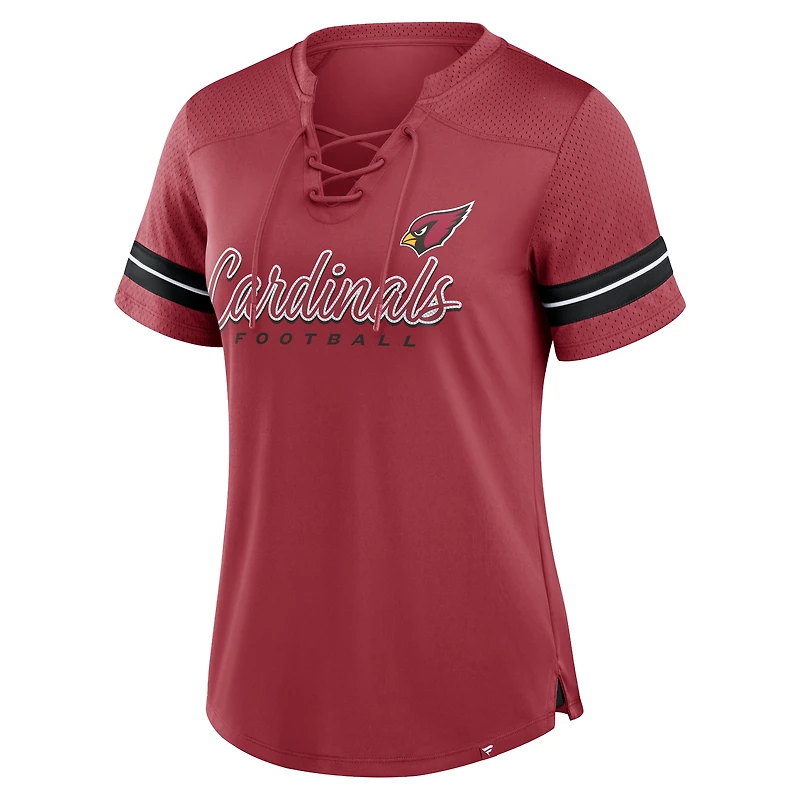 T-shirt à lacets Fanatics Cardinal Arizona Cardinals Play Script pour femmes