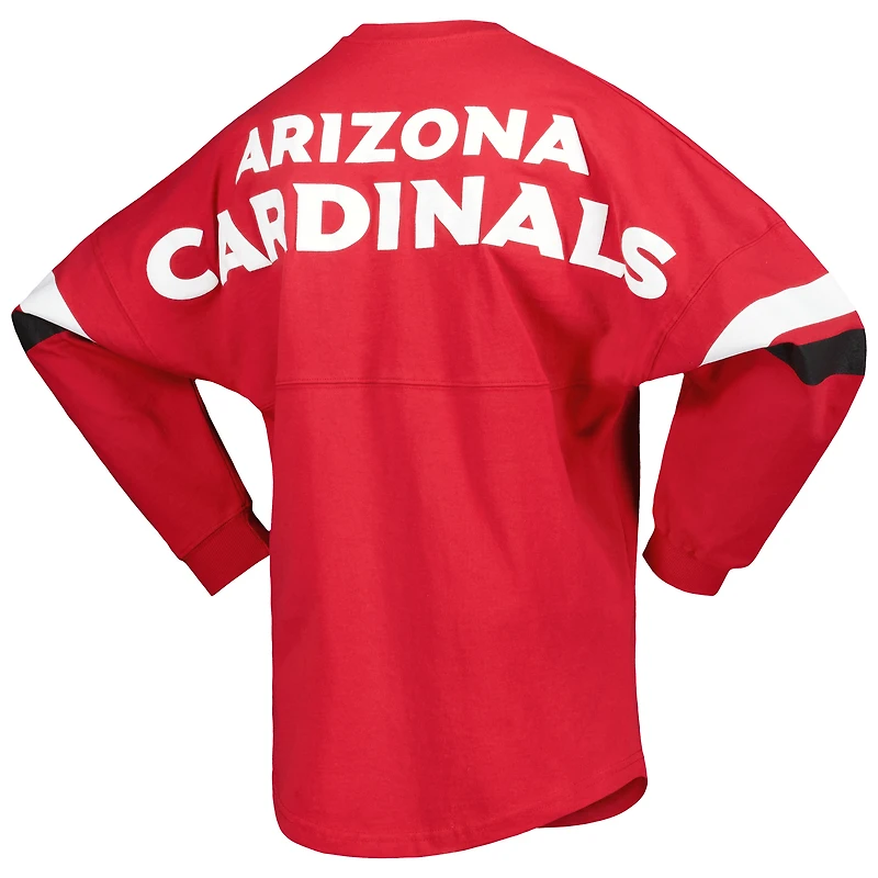 T-shirt à manches longues et col en V lacets Fanatics Cardinal Arizona Cardinals Spirit pour femmes