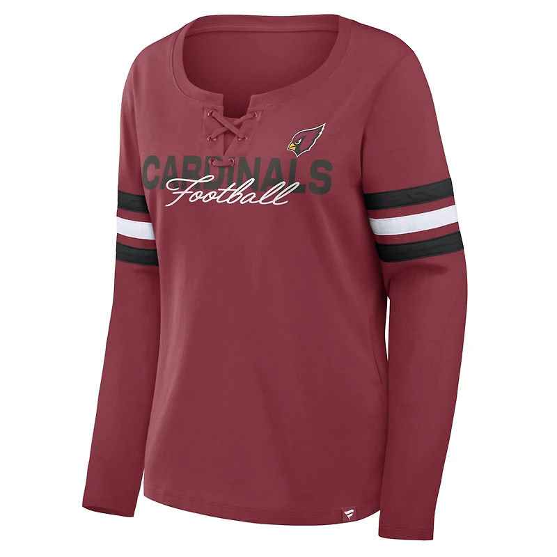 T-shirt à manches longues lacets Fanatics Cardinal Arizona Cardinals pour femmes