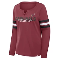 T-shirt à manches longues lacets Fanatics Cardinal Arizona Cardinals pour femmes