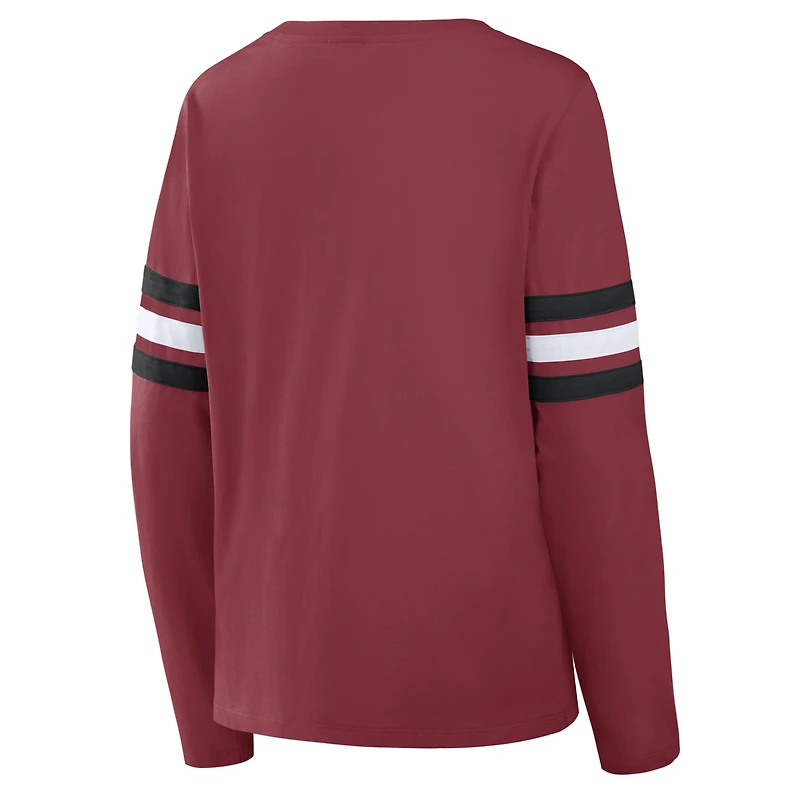 Women's Fanatics  Cardinal Arizona Cardinals Team First Coverage Scheme Lace-Up Long Sleeve T-Shirt