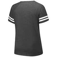 Women's Fanatics Charcoal Arizona Cardinals Plus Logo Striped Raglan Notch Neck T-Shirt