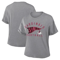 T-shirt boxy tri-blend gris chiné Fanatics pour femme, hommage aux Cardinals de l'Arizona, avec motif Pennant Wave