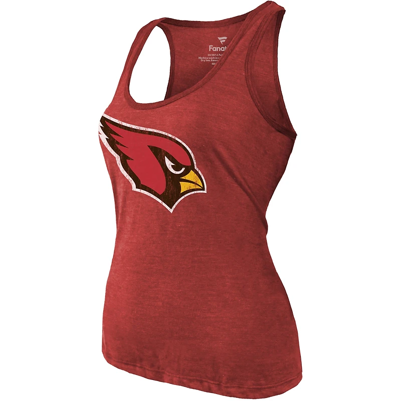 Women's Fanatics Heathered Cardinal Arizona Cardinals Name & Number Tri-Blend Tank Top