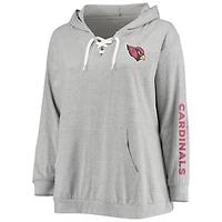 Sweat à capuche lacets grande taille Fanatics pour femmes, gris chiné, Arizona Cardinals