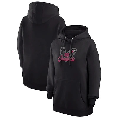 Women's G-III 4Her by Carl Banks Black Arizona Cardinals Animal Print Heart Team Graphic Fleece Tri-Blend Pullover Hoodie