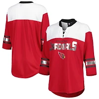 T-shirt à lacets manches 3/4 pour femme G-III 4Her by Carl Banks Cardinal/White Arizona Cardinals Double Team