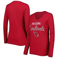 T-shirt à col en V manches longues pour femme G-III 4Her by Carl Banks Cardinal Arizona Cardinals Post Season