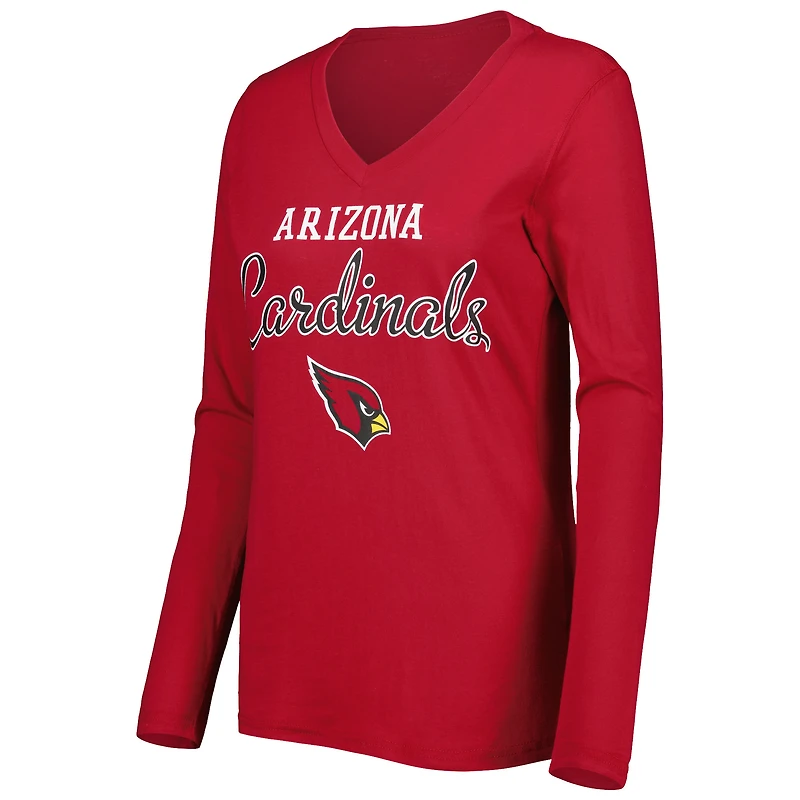 T-shirt à col en V manches longues pour femme G-III 4Her by Carl Banks Cardinal Arizona Cardinals Post Season