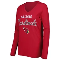 T-shirt à col en V manches longues pour femme G-III 4Her by Carl Banks Cardinal Arizona Cardinals Post Season