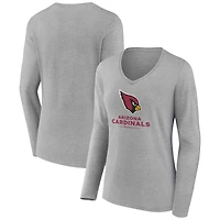 Women's  Gray Arizona Cardinals Team Lockup Long Sleeve V-Neck T-Shirt