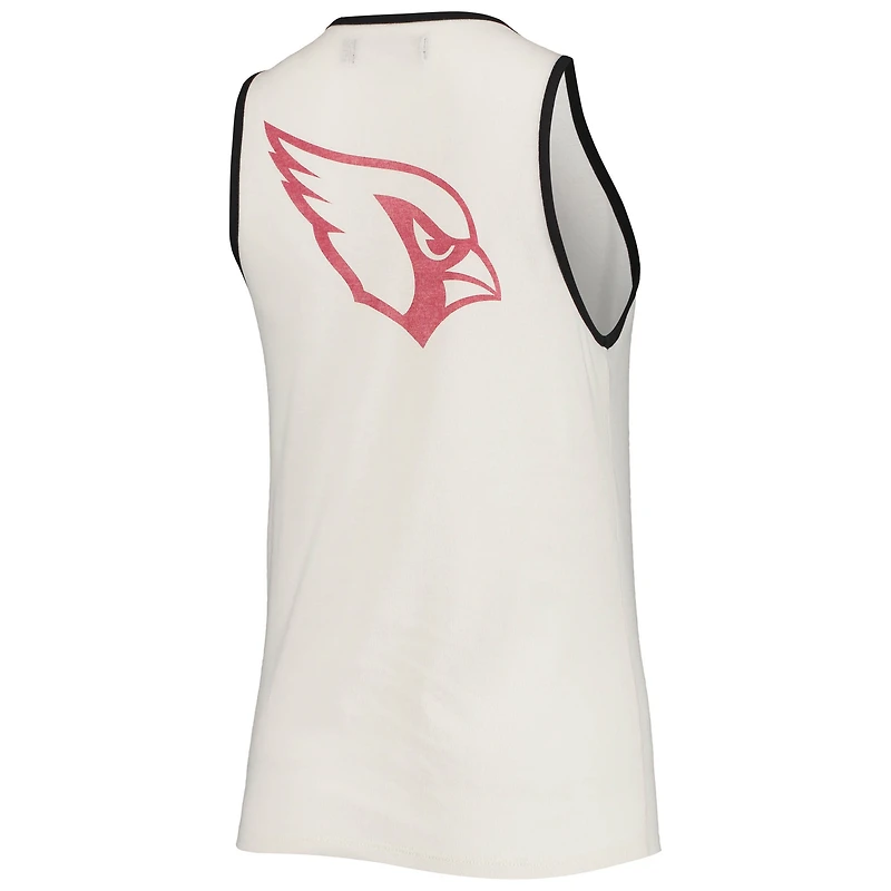 Débardeur Femme Junk Food Blanc/Noir Arizona Cardinals Pop Reliure à encolure dégagée