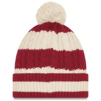 Women's New Era Natural Arizona Cardinals 2025 Rivalries Collection Braided Cuffed Knit Hat with Pom