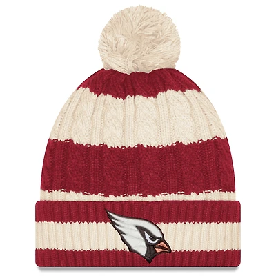 Bonnet en tricot tressé à revers avec pompon pour femme New Era Natural Arizona Cardinals 2025 Rivalries Collection