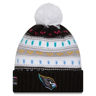 Bonnet à revers et pompon NFL Crucial Catch 2025 des Cardinals de l'Arizona pour femme New Era noir