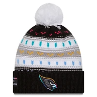 Bonnet à revers et pompon NFL Crucial Catch 2025 des Cardinals de l'Arizona pour femme New Era noir