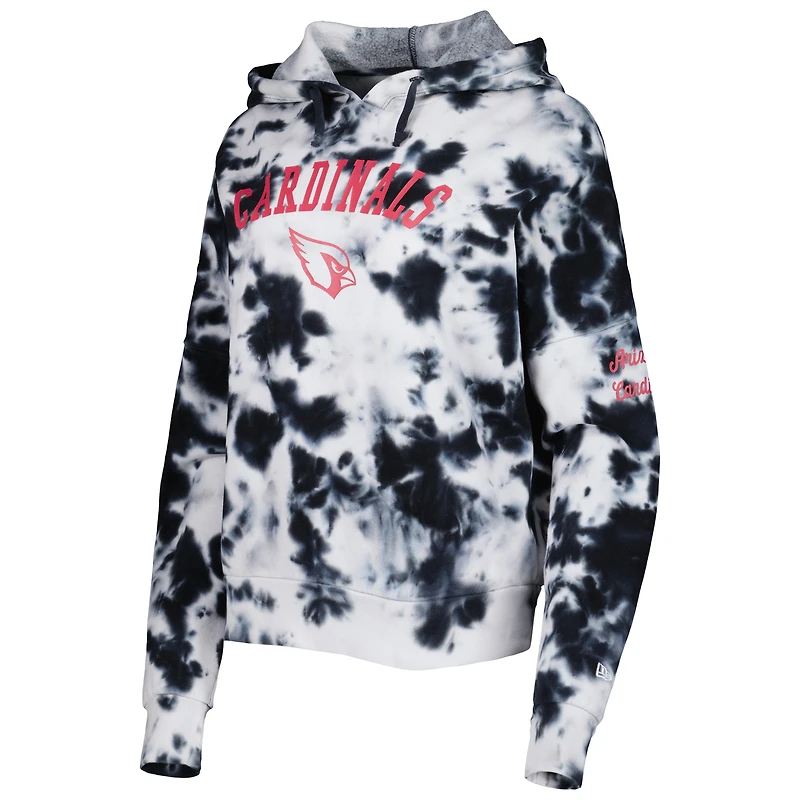 Chandail à capuchon noir en molleton teint nuage des Cardinals de l'Arizona New Era pour femme
