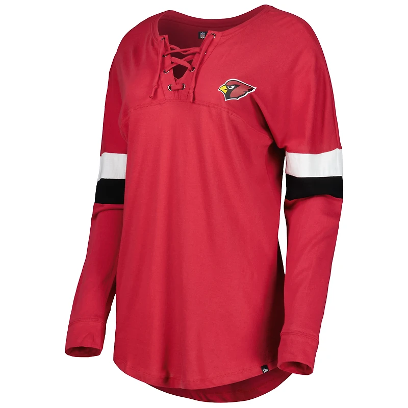 T-shirt léger à lacets manches longues pour femme Cardinal Arizona Cardinals Athletic Varsity de New Era