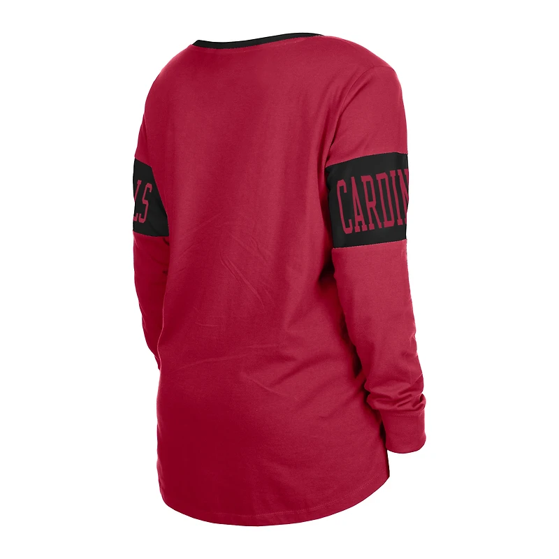 T-shirt à manches longues et col cranté Cardinal Arizona Cardinals New Era pour femme