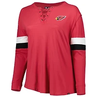 Women's New Era Cardinal Arizona Cardinals Plus Athletic Varsity Lace-Up V-Neck Long Sleeve T-Shirt