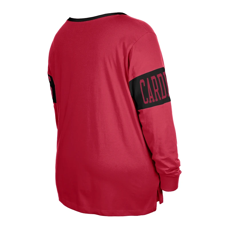 T-shirt à manches longues col cranté et lacets Cardinal Arizona Cardinals de New Era pour femme
