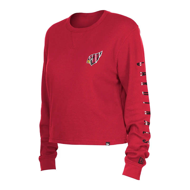 T-shirt court à manches longues thermique Cardinal Arizona Cardinals New Era pour femme