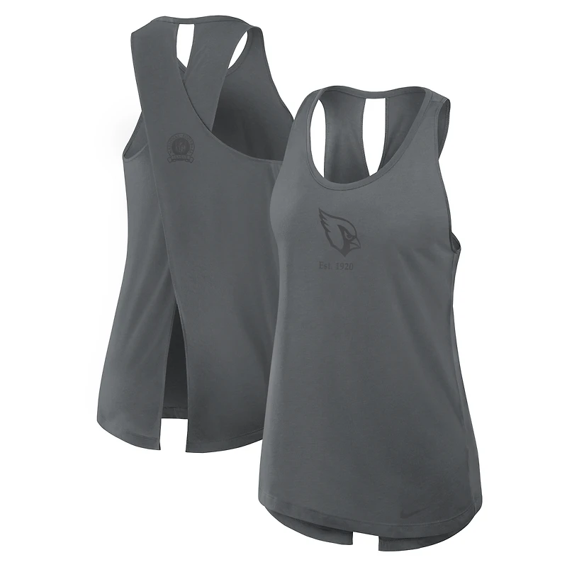Women's Nike Charcoal Arizona Cardinals Glory Crisscross Dri-FIT Tank Top
