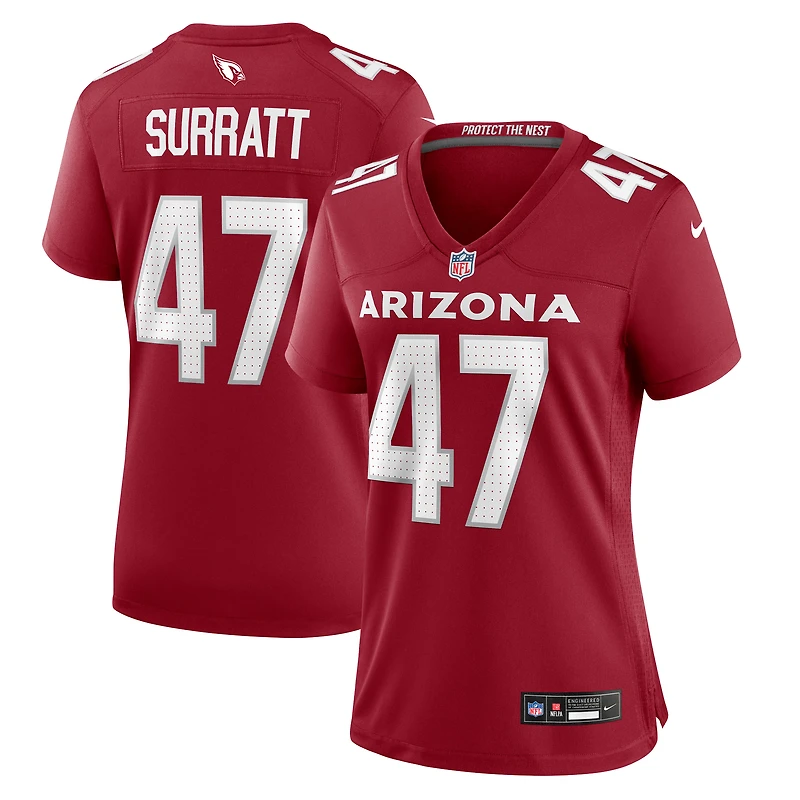 Maillot de match Nike Sage Surratt Cardinal Arizona Cardinals pour femme