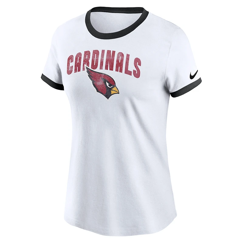 Women's Nike White Arizona Cardinals Rewind Ringer Tri-Blend T-Shirt
