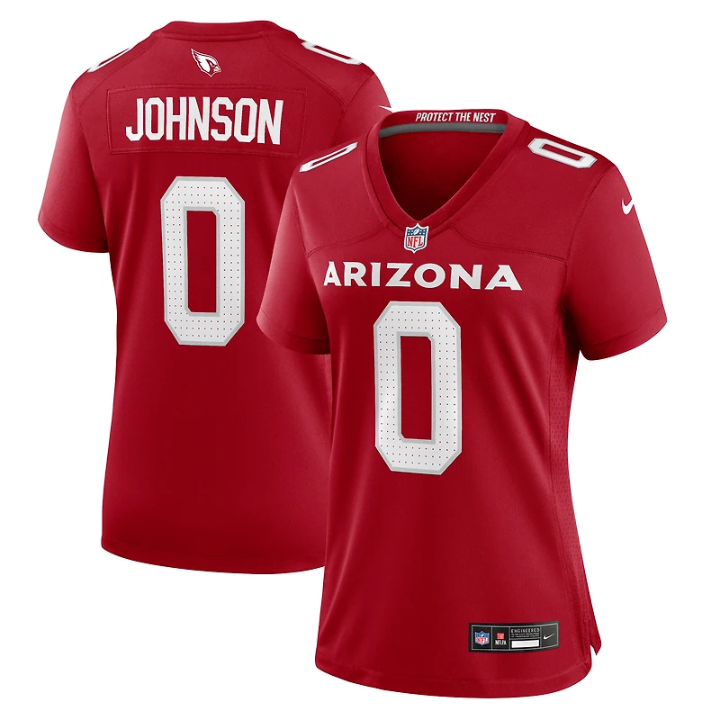 Maillot Nike Will Johnson Cardinal pour femme, équipe des Cardinals de l'Arizona