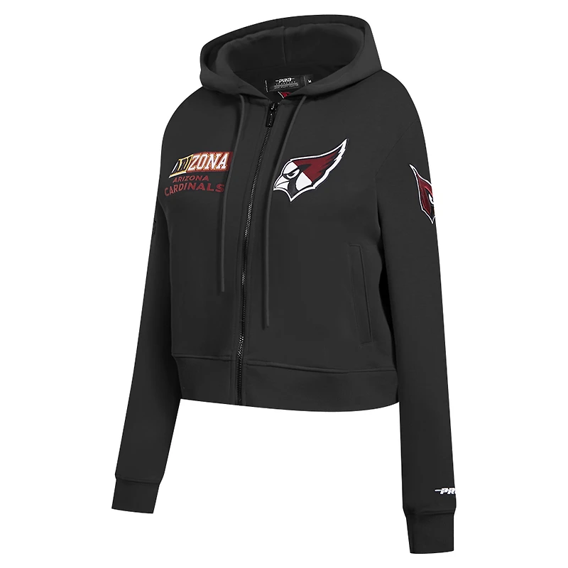 Sweat à capuche zippé avec logo fendu Pro Standard pour femme, noir, Arizona Cardinals