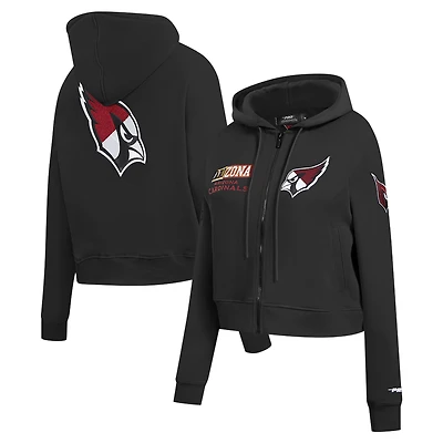 Sweat à capuche zippé avec logo fendu Pro Standard pour femme, noir, Arizona Cardinals