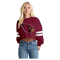 Women's Spirit Jersey  Cardinal Arizona Cardinals Oversized Cropped Stripe Long Sleeve T-Shirt