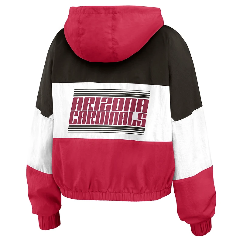 Veste coupe-vent zippée à blocs de couleurs pour femmes WEAR by Erin Andrews Cardinal/Black Arizona Cardinals grande taille