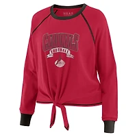 Haut à manches longues noué sur le devant pour femme WEAR by Erin Andrews Cardinal/Black Arizona Cardinals grande taille