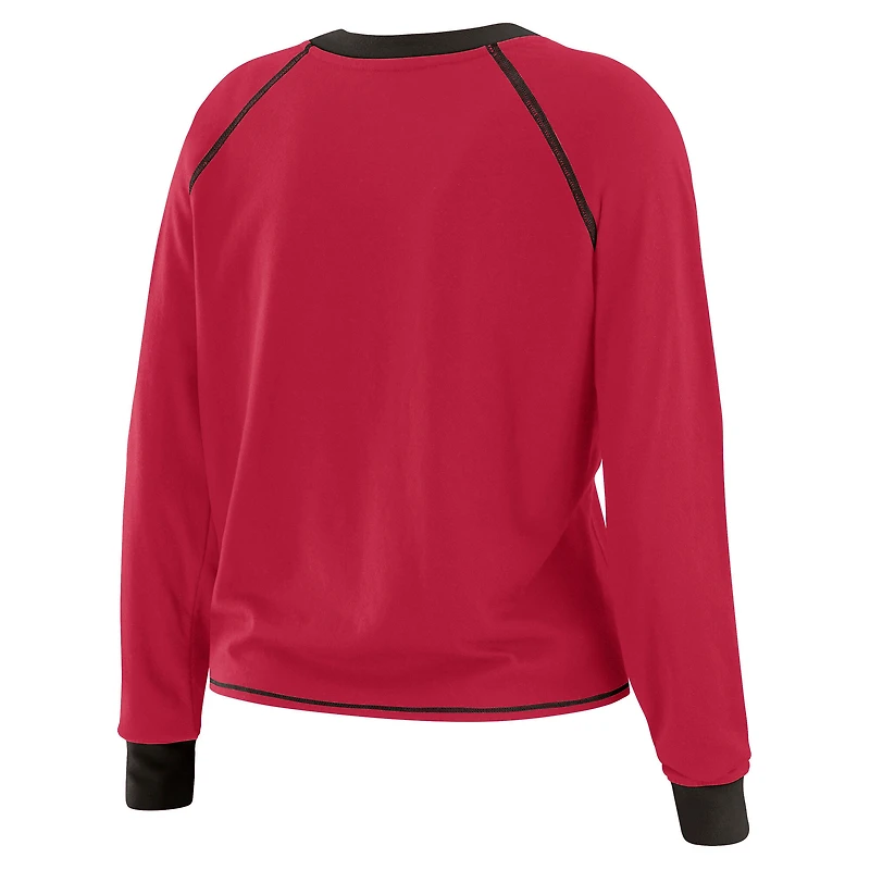 Women's WEAR by Erin Andrews Cardinal/Black Arizona Cardinals Tie-Front Long Sleeve Top