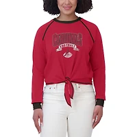 Women's WEAR by Erin Andrews Cardinal/Black Arizona Cardinals Tie-Front Long Sleeve Top