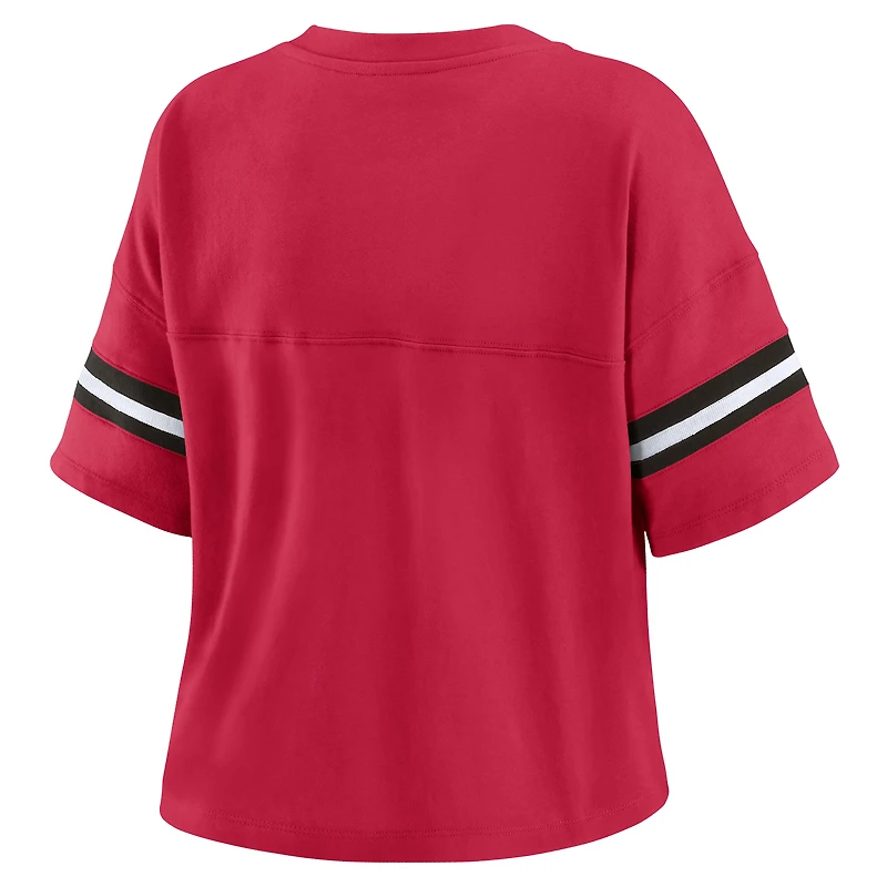 T-shirt court à col en V et blocs de couleurs pour femme WEAR by Erin Andrews Cardinal Arizona Cardinals