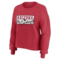 Women's WEAR by Erin Andrews Cardinal Arizona Cardinals Heavy Rugby Jersey Long Sleeve T-Shirt & Shorts Lounge Set