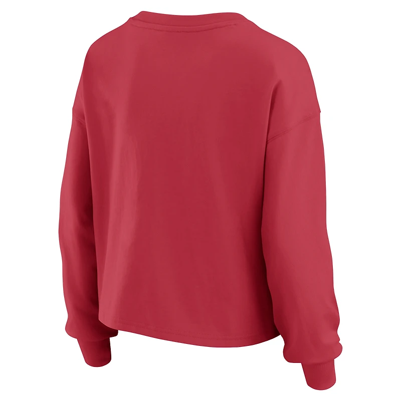 Women's WEAR by Erin Andrews Cardinal Arizona Cardinals Heavy Rugby Jersey Long Sleeve T-Shirt & Shorts Lounge Set