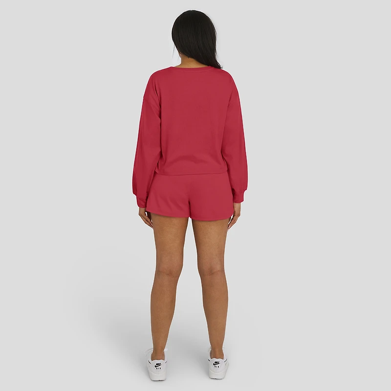 Ensemble de détente pour femme WEAR by Erin Andrews Cardinal Arizona Cardinals, maillot rugby épais, t-shirt à manches longues et short