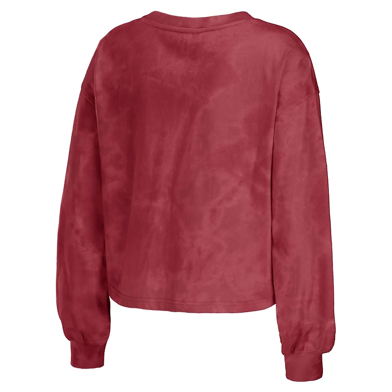 Women's WEAR by Erin Andrews Cardinal Arizona Cardinals Tie-Dye Cropped Pullover Sweatshirt & Shorts Lounge Set