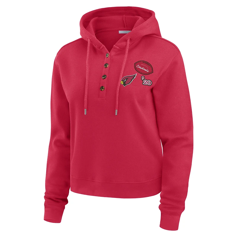 Women's WEAR by Erin Andrews Cardinal Arizona Cardinals Waffle Hoodie Pullover Top