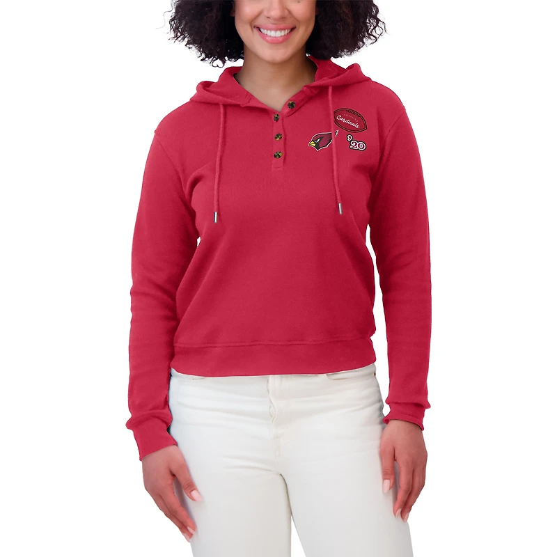 Women's WEAR by Erin Andrews Cardinal Arizona Cardinals Waffle Hoodie Pullover Top